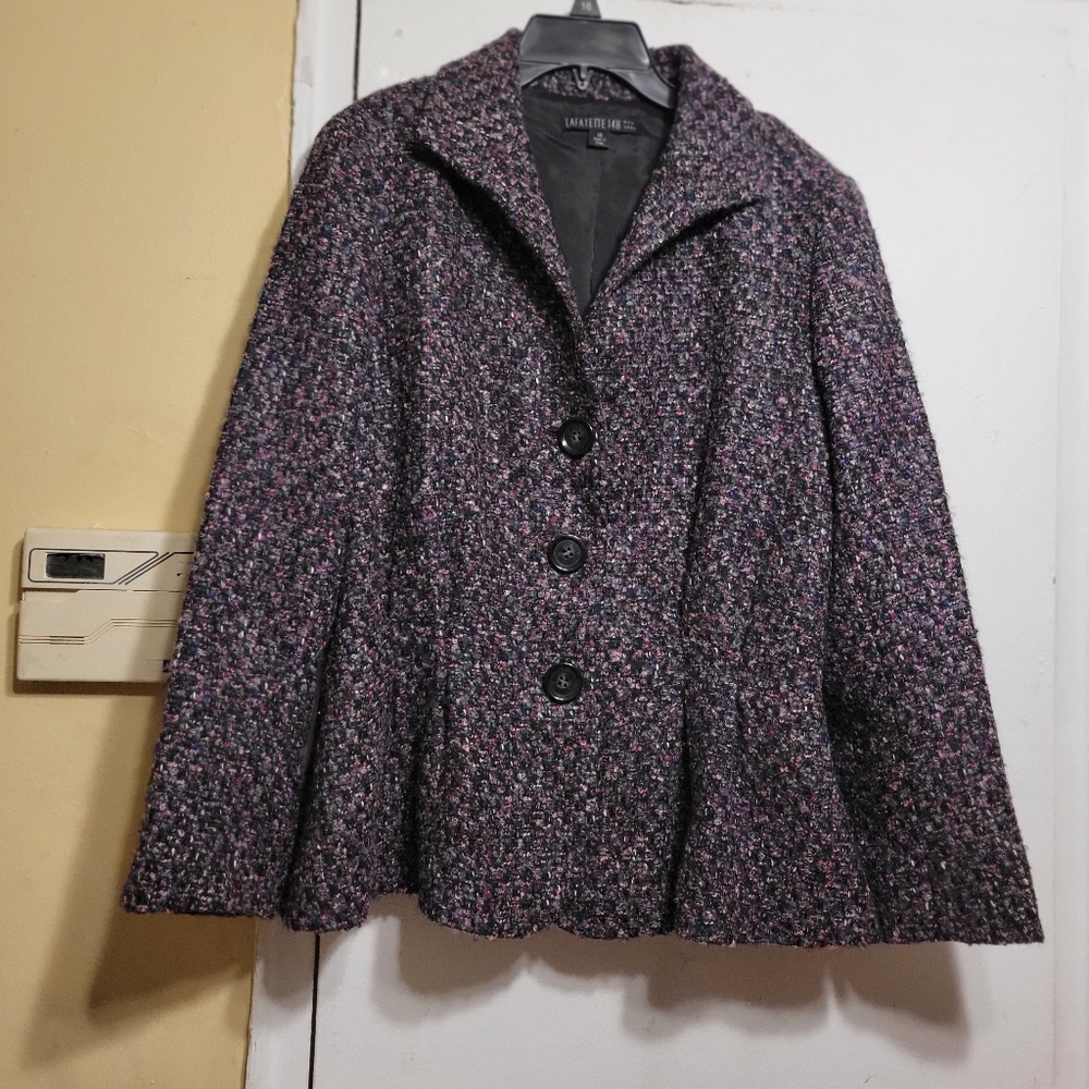 Lafayette 148 New York Multicolor Tweed Jacket Size 14